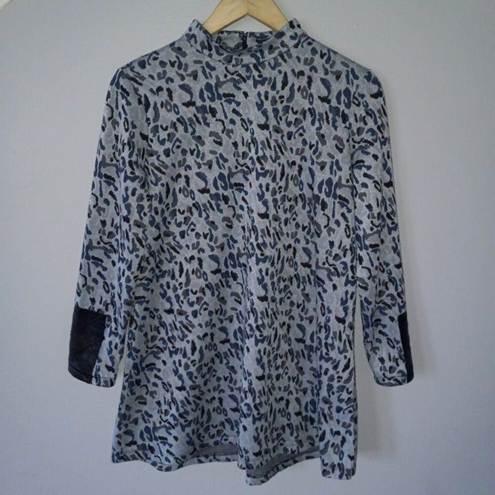 Tyler Böe Small Chrissy Jacquard Knit Tunic-Animal Print-Mock Neck-Faux Leather